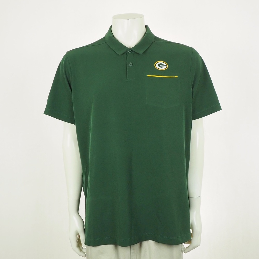 Nike Green Bay Packers Polo Shirt Mens Sz XL Green Dri-Fit NFL On Field Apparel